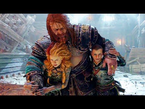 Drunk Thor Starts Fight With Atreus & Thrud Scene – God of War Ragnarok (PS5) 2022