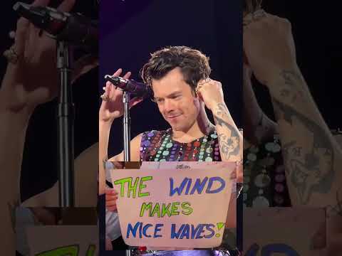 Harry styles reading fans sign ( The wind makes nice waves )