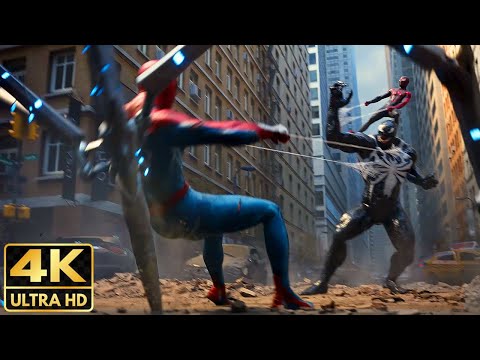 Spider-Man 2 and Miles Morales Vs. VENOM Fight Scene 2023 (4K-ULTRA HD) PS5