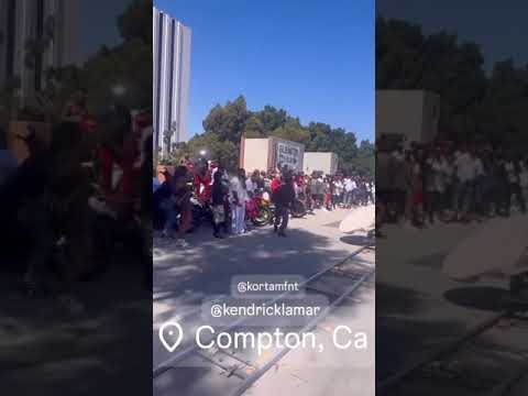 Kendrick seen in Compton filming “Not Like Us” music video