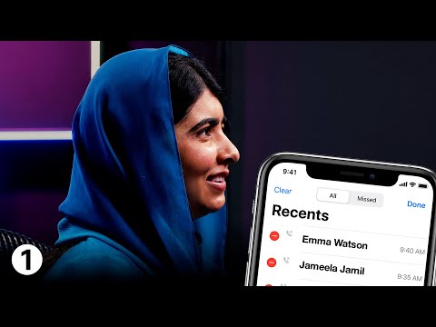 Malala Yousafzai calls her famous friends – are they sitting or standing?!