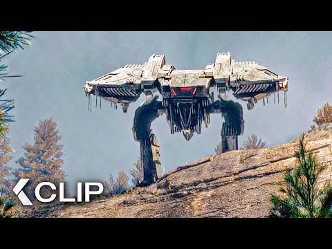 Giant Mech Hunts Soldier Squad Scene – WAR MACHINE (2026)