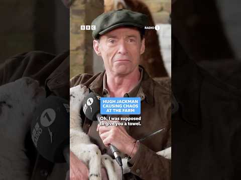 Hugh Jackman & Greg James cause chaos on the farm 🐑 #hughjackman #funny #farming