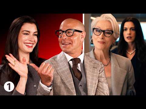 Anne Hathaway and Stanley Tucci on bloopers, favourite British phrases and The Devil Wears Prada 2